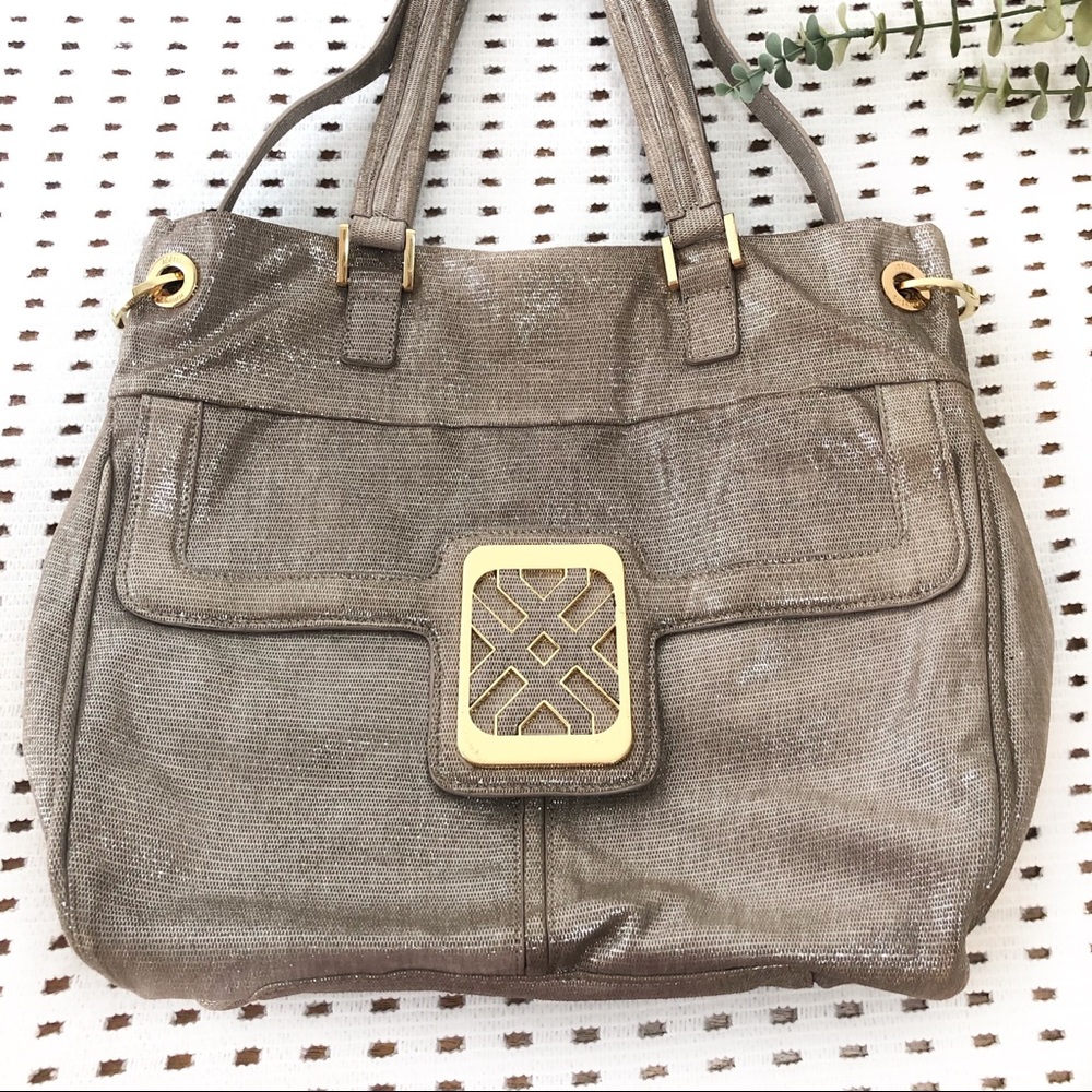 Joelle Hawkins Gold Shimmer Shoulder Bag Purse
